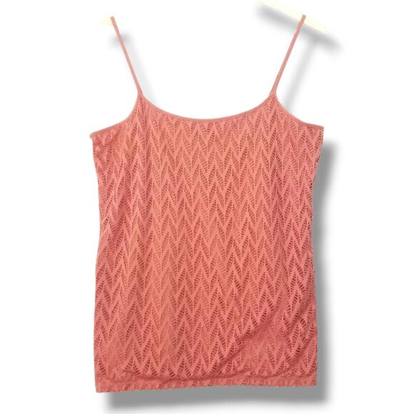 Tops - Loft Outlet Cami Tank Top Womens Large Coral Pink Cut Out Overlay Layer